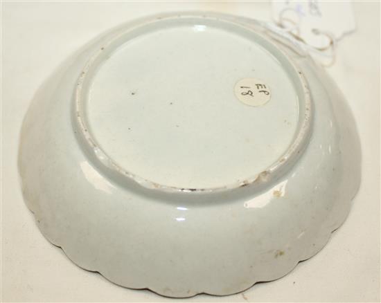 A Bristol fluted coffee cup and a Worcester tea bowl and saucer, c.1770-80, saucer 4.9in.